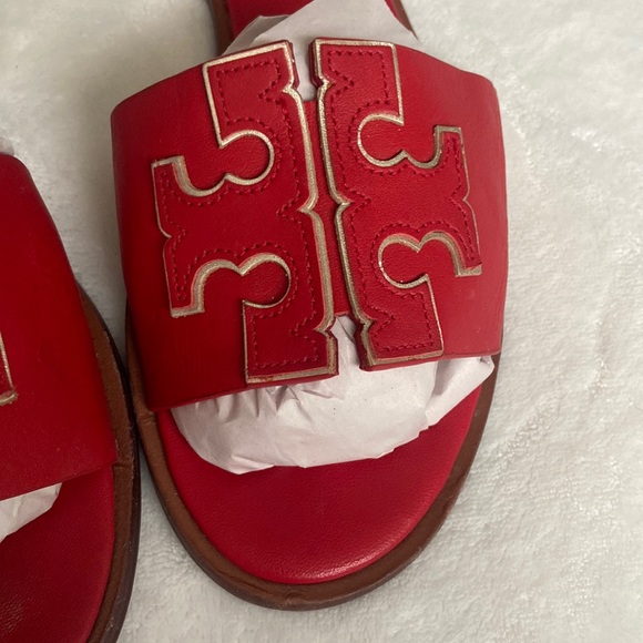 ❌SOLD ❌ Tory Burch red leather sandals/ slides size 8 US - Picture 9 of 11
